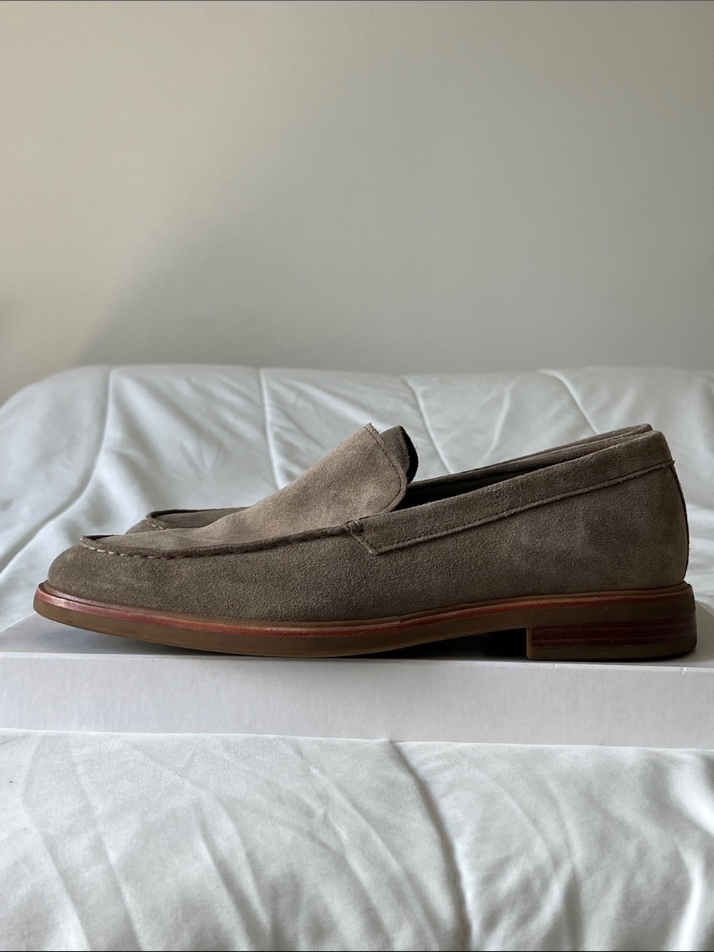 Vince Taupe Suede Slip-On Loafers - Picture 4 of 8